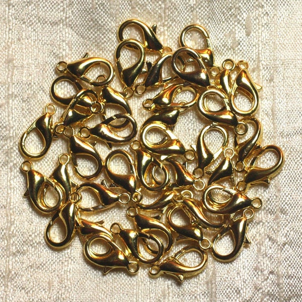 20pc - Fermoirs Mousquetons 16mm Métal Doré sans nickel   4558550005489