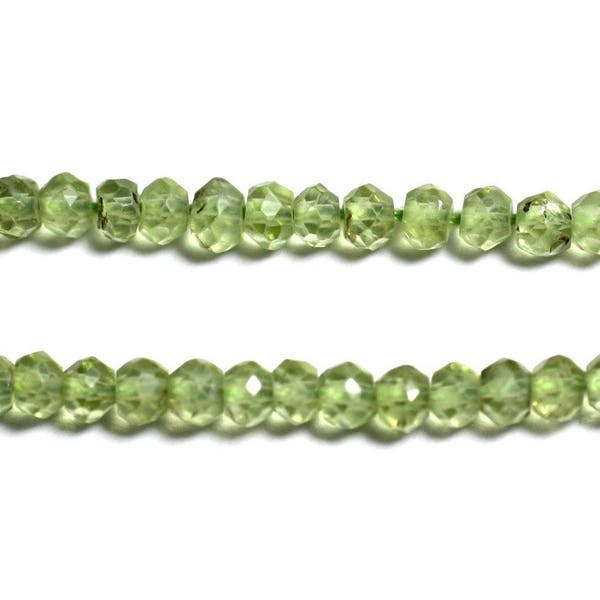 Thread 33cm 135pc approx - Stone Beads - Peridot Faceted Rondelles 2-4mm light green transparent anise