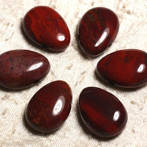 1pc - Brescia Poppy Jasper Stone Pendant Drop 25mm Grade B Brown Red - 4558550013605