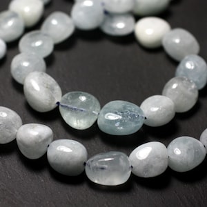 5pc - Aquamarine Stone Beads Oval Olive Nuggets 5-9mm white light blue - 7427039742900