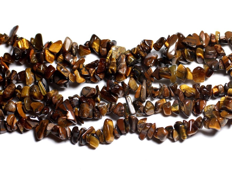 120pc approximately Stone Beads Tiger Eye Rocailles Chips 5-10mm Brown bronze golden black 7427039736060 image 1