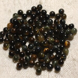 20pc - Stone Beads - Hawk&#39;s Eye and Tiger Balls 3mm 4558550010537