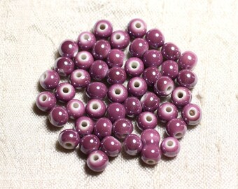 20 Perles En Céramique Porcelaine Boules 6mm Blanc - Lot Création Bijoux
