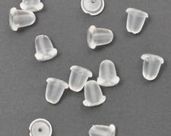 40pc - Embouts puces et crochets boucles d'oreilles plastique silicone 4mm - 8741140026865