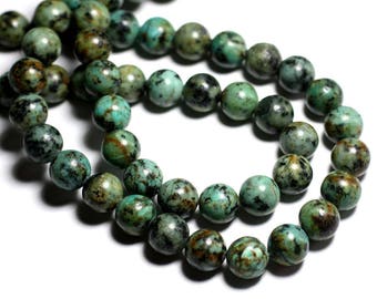 5pc - Natural African Turquoise Stone Beads Balls 8mm blue green black - 4558550037886