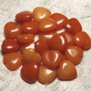 6 Stück - Steinperlen - Jadeherzen 15 mm Orange - 4558550015211