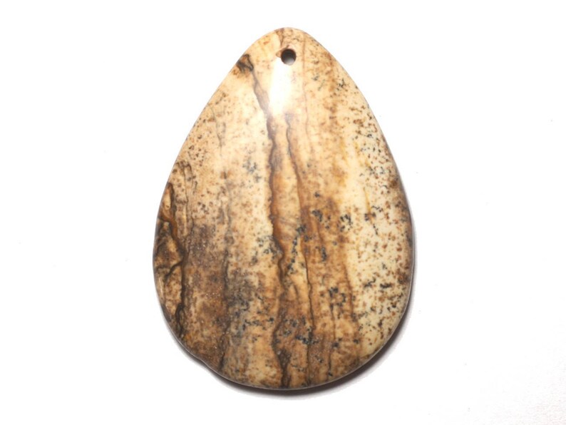 Pendentif En Jaspe Paysage Véritable - Monture FIMO - Pierre Naturelle - Neuf Sans Emballage