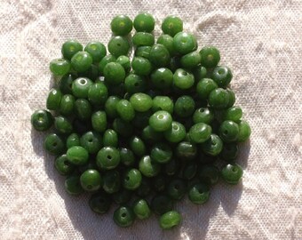 Strand 39cm 110pc approx - Stone Beads - Jade Faceted Rondelles 5x3mm Olive Green