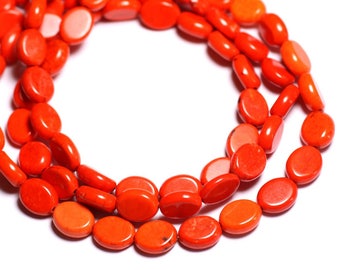10pc - Perles de Pierre - Turquoise synthèse reconstituée Ovales 9x7mm Orange - 4558550031686