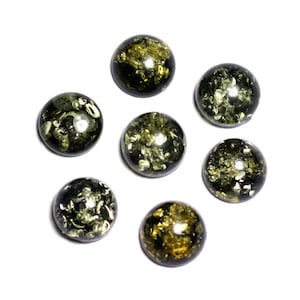 1pc - Cabochon Pierre Ambre naturelle baltique Rond 6mm Vert Noir Jaune - 7427039731812