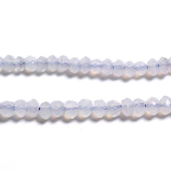 10pc - Stone Beads - Chalcedony Faceted Rondelles 2-3mm white light sky blue pastel - 4558550090300