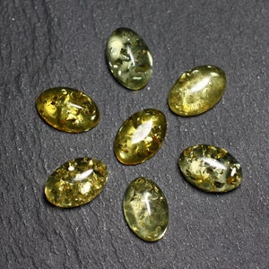 1pc - Cabochon Pierre Ambre naturelle baltique Ovale 8x6mm Miel jaune clair - 7427039731898