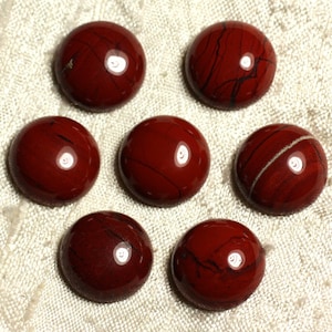 1pc - Cabochon Pierre Jaspe Rouge Rond 12mm Rouge Marron Brique - 7427039743082