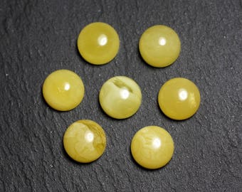 1pc - Cabochon Pierre Ambre naturelle baltique Rond 8mm lait jaune clair blanc - 7427039738583