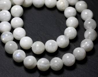 10pc - Rainbow White Moonstone Beads Balls 4mm white blue reflections - 7427039738934