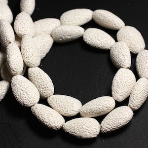 2pc - Stone Beads - Lava Drops 23x15mm White - 8741140001251