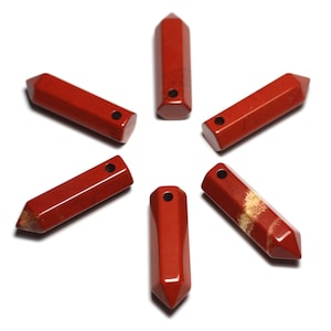 1pc - Faceted Pencil Point Stone Pendant Bead 30mm Brown Red Jasper - 7427039743884