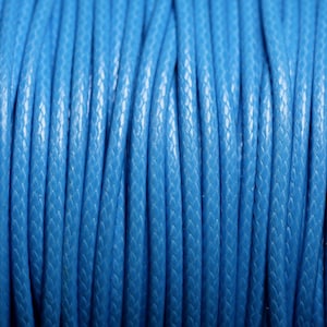 5 meters - Round coated waxed cotton cord 2mm Azure Blue - 4558550088352