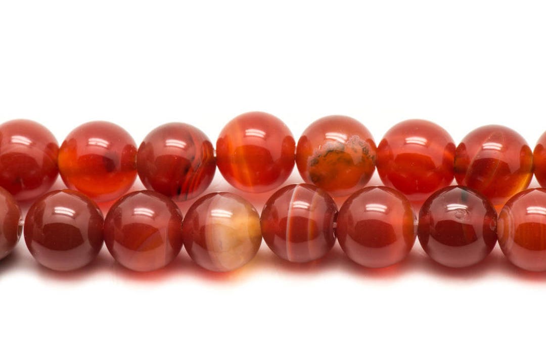 Perles En Cornaline Boules 14mm - Lot De 2 Pièces, Rouge Orange, EAN 7427039737692, Neuves Pour Bijoux