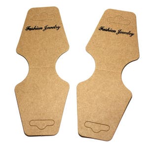 20 peças - Expositores porta jóias pulseiras colares cartão kraft bege 123x46mm - 8741140014947