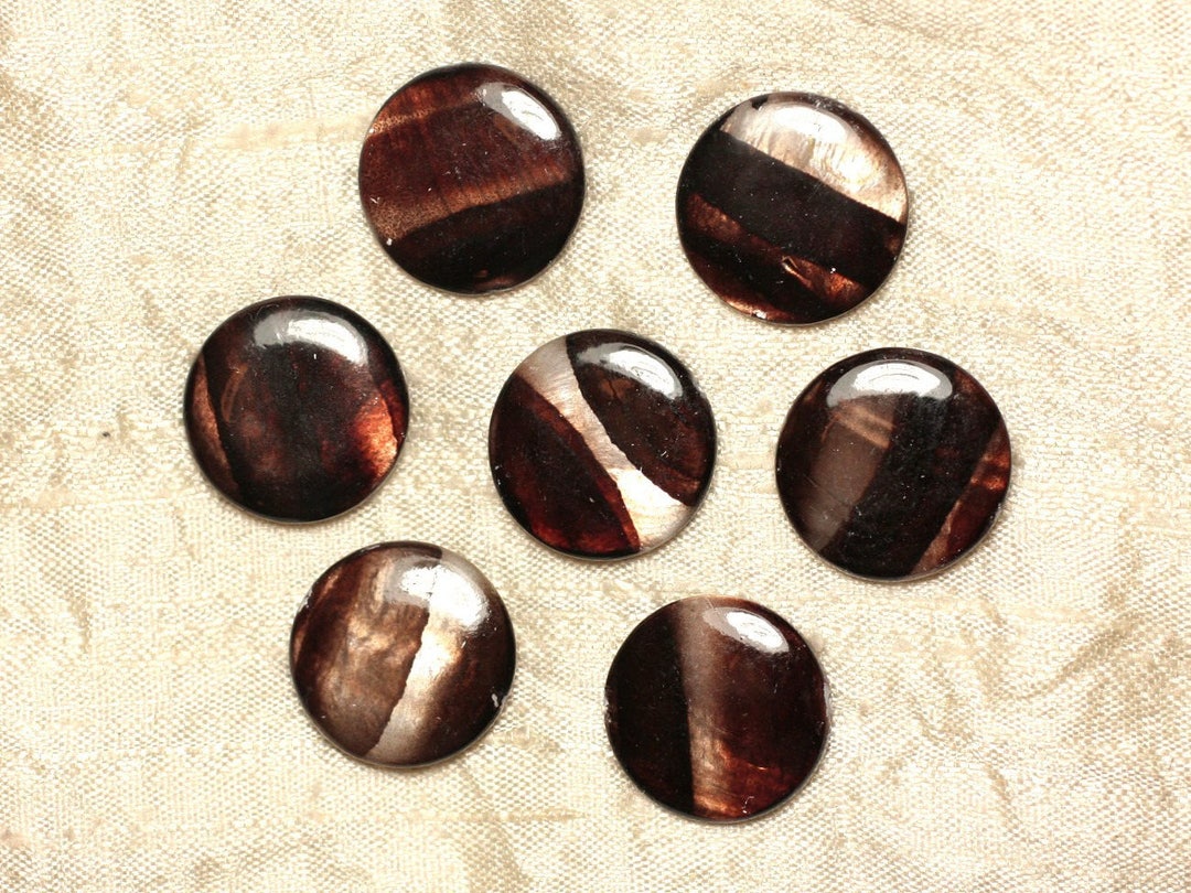 10 Perles En Nacre - Palets 20mm Gris Noir - Kit Création Bijoux - Neuf - Marque Homemade