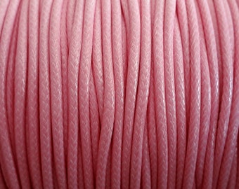 Bobina de 80 metros aproximadamente - Hilo de cuerda de cordón de algodón encerado 2 mm Rosa caramelo claro