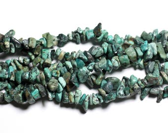40pc - Stone Beads - Natural African Turquoise Seed Chips 4-10mm blue green black - 7427039737876