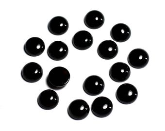 2pc - Cabochon Pierre Onyx Noir Rond 8mm - 7427039741910