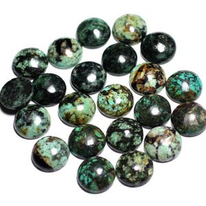 1pc - African Turquoise Stone Cabochon Flat Round 15mm Blue Green Brown Black - 8741140000186