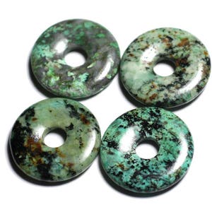 1pc - Stone Pendant Bead - Round Circle Ring Donut Pi 30mm - Turquoise Africa natural blue green black - 4558550091796