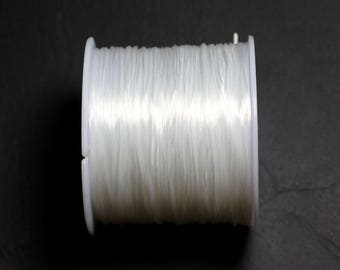 Reel 42 meters approximately - Flat Fiber Elastic Thread 0.8-1mm Transparent White - 7427039730501