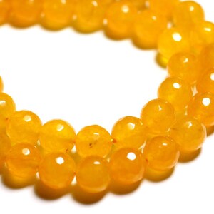10 Stück – Steinperlen – Jade-Facettenkugeln 10 mm Gelb Orange – 4558550089731