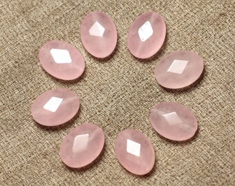 2pc - Stone Beads - Jade Oval Faceted 14x10mm Light Pink 4558550007155