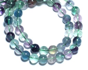 10pc - Stone Beads - Multicolor Fluorite Balls 8mm - 4558550036995
