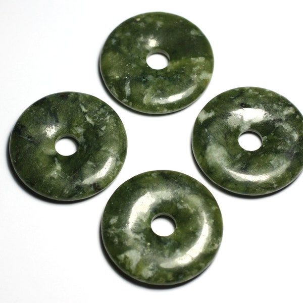 1pc - Perle Pendentif Pierre Rond Cercle Anneau Donut Pi 40mm Jade Naturel vert kaki - 7427039743730