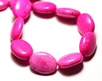 4pc - Synthetic Turquoise Beads - Oval 20x15mm Pink 4558550028556