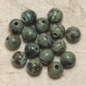 2pc - Natural African Turquoise Stone Beads Balls 10mm Drilling 2.5mm blue green black - 4558550026729