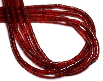 10pc - Stone Beads - Carnelian Rondelle Heishi 4x2mm Red Orange - 7427039737999