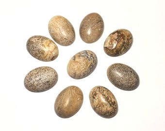1 stuk - Cabochon halfedelsteen - ovaal beige landschapsjaspis 18x13 mm - 8741140005495