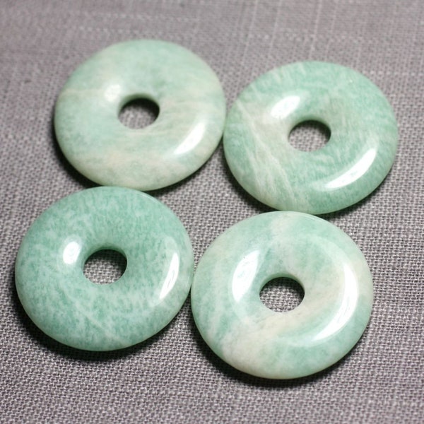 1pc - Perle Pendentif Pierre - Rond Cercle Anneau Donut Pi 30mm - Amazonite vert turquoise blanc - 4558550091741