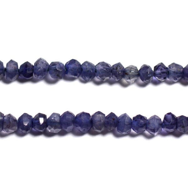 10pc - Stone Beads - Iolite Cordierite Faceted Rondelle 2-5mm Blue Purple Indigo Gray - 4558550090409