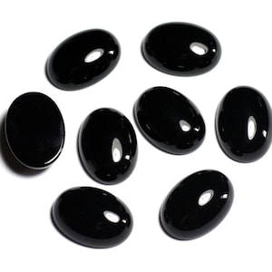 2pc - Cabochon Pierre Onyx Noir Ovale 8x6mm - 7427039743242