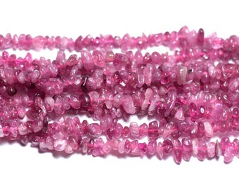 20pc - Perles de Pierre Rocailles Chips Tourmaline Rose 4-11mm - 7427039727013