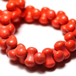 20 Stück – Synthetische türkisfarbene Röhrenperlen, Knochen-/Osseletform, 14 x 8 mm, Orange – 8741140009882