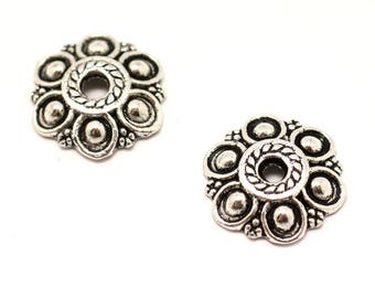 20st - Findings kopjes Verzilverd Bloemen Cirkels Stippen 13x2mm - 8741140001879