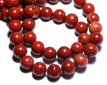 10pc - Stone Beads - Red Jasper Balls 6mm Red brown brick - 4558550020369