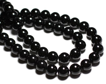 10pc - Perles Pierre Tourmaline noire Boules 6mm - 7427039742641