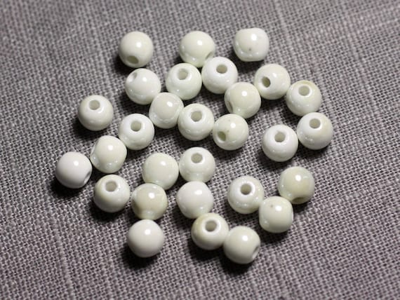 100個 - セラミック磁器ビーズボール 6mm ホワイト - Etsy 日本
