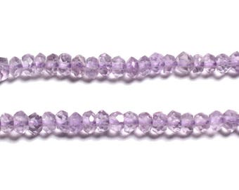 10pc - Stone Beads - Light Amethyst Brazil Faceted Rondelle 2-3mm Purple Lavender Mauve Parma - 4558550090416