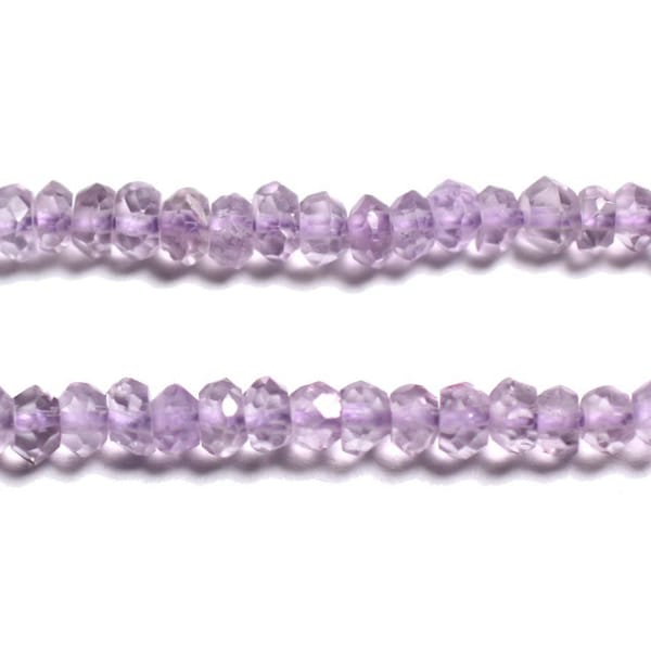 10pc - Stone Beads - Light Amethyst Brazil Faceted Rondelle 2-3mm Purple Lavender Mauve Parma - 4558550090416